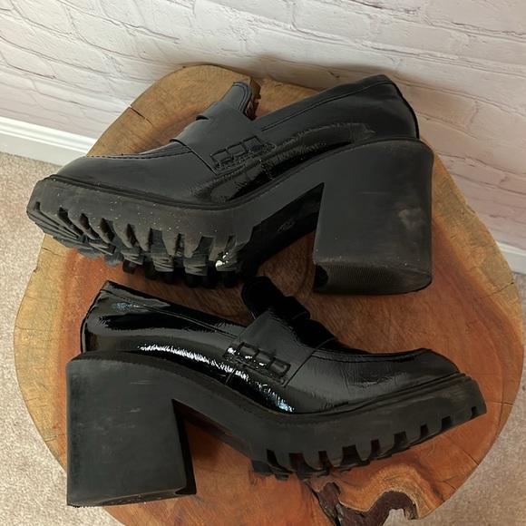 A New Day Patent Chunky Lug Sole Heeled Loafer - Picture 7 of 11